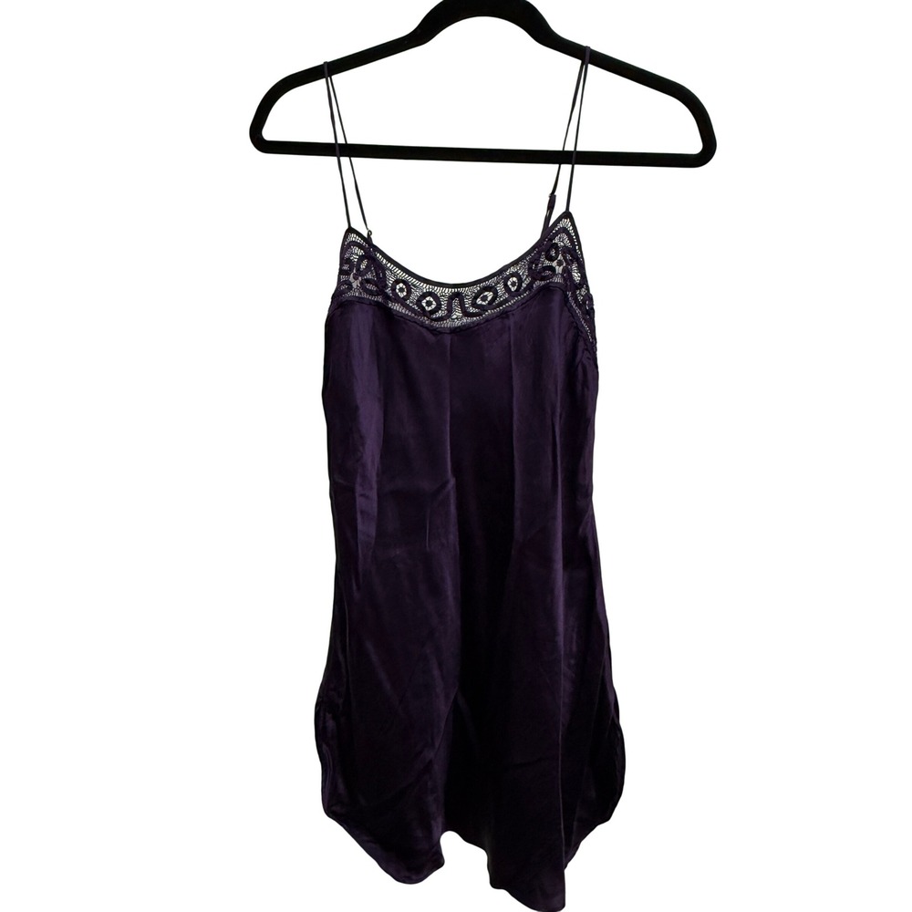 Vintage 90s Victorias‎ Secret Slip dress 100% Silk Purple Lace Trim Small luxury